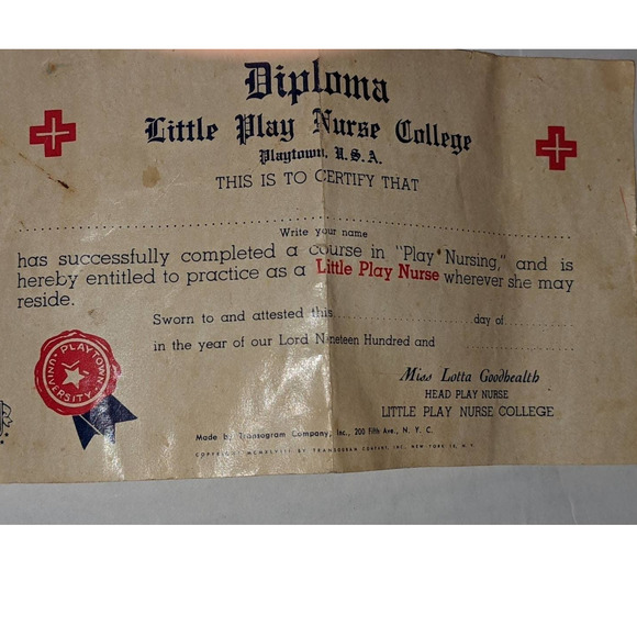 Antique 1940's Transogram Children's Play Nurse Kit Uniform Pretend Extra's Rare - Picture 12 of 12